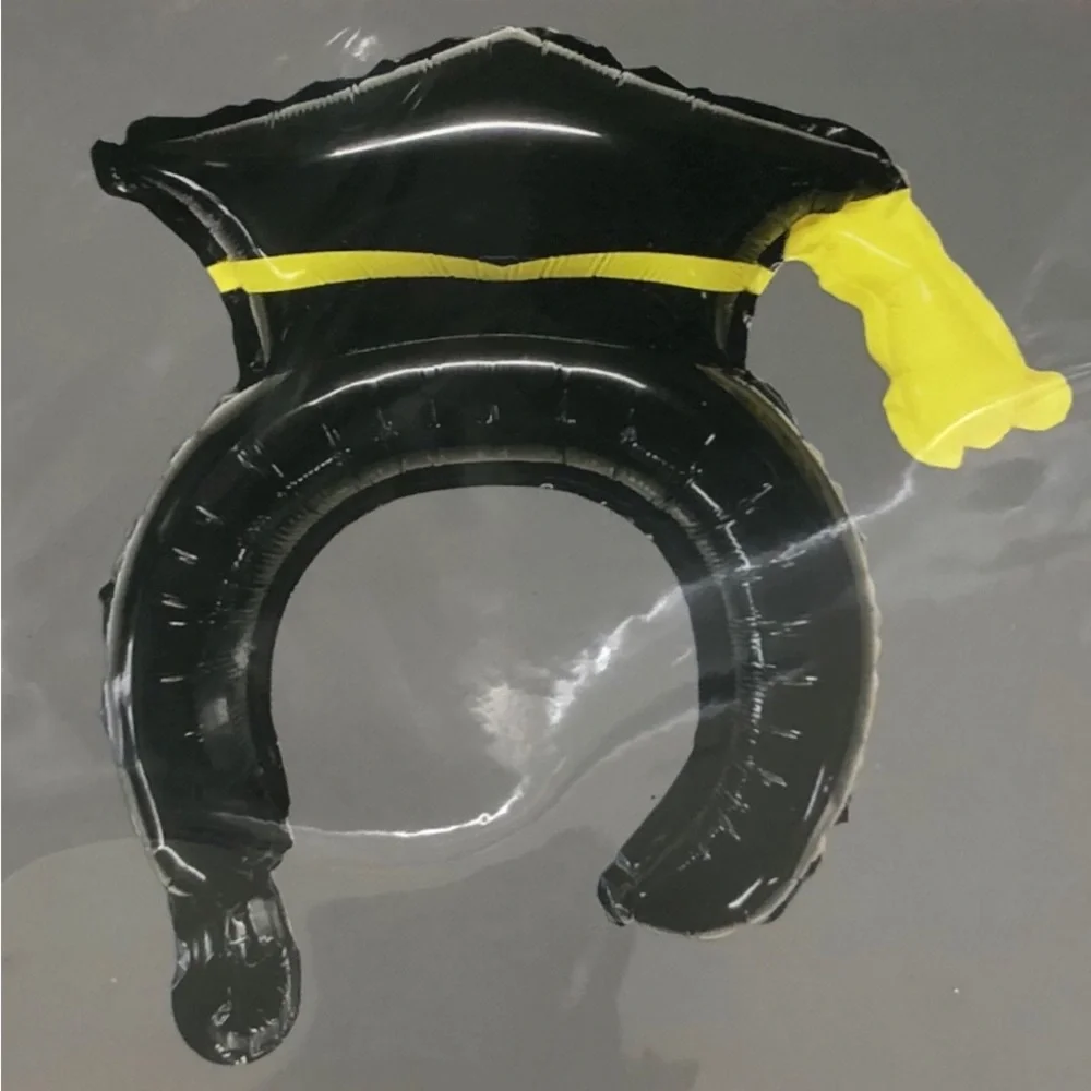 🔥$3🔥NEW Inflatable Graduation Cap Headband 6 Pack Black Yellow UNISEX